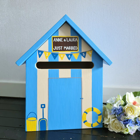 Beach Hut Personalised Wedding Post Box