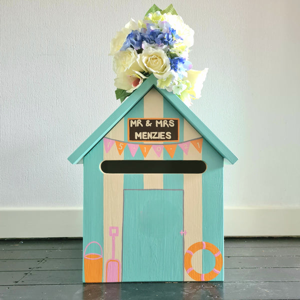 Beach Hut Personalised Wedding Post Box