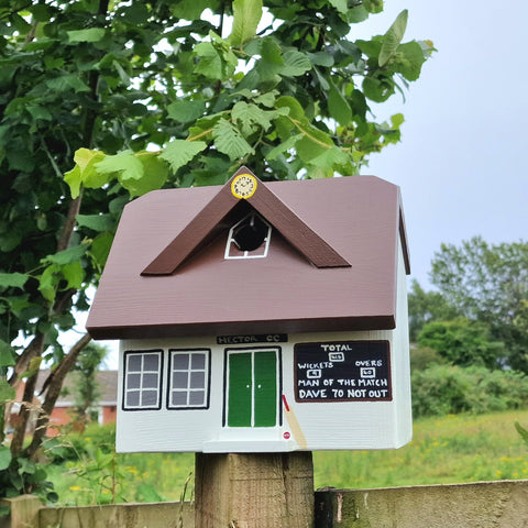 Personalised Cricket Pavilion Bird Box