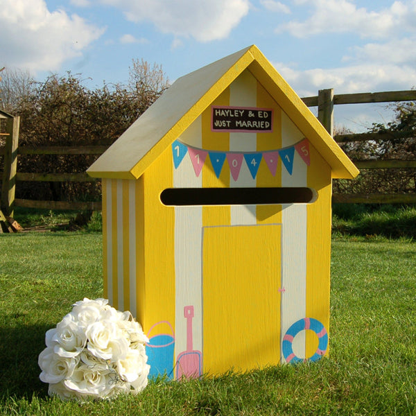 Beach Hut Personalised Wedding Post Box - Lindleywood