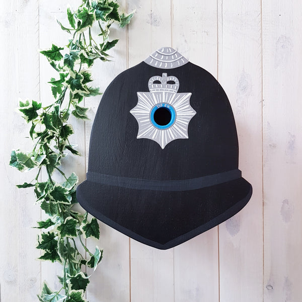 Personalised Police Helmet Bird Box - Lindleywood