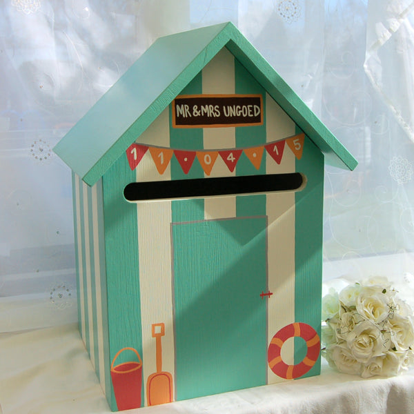 Beach Hut Personalised Wedding Post Box - Lindleywood