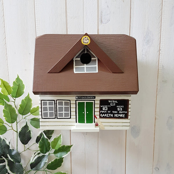 Personalised Cricket Pavilion Bird Box - Lindleywood