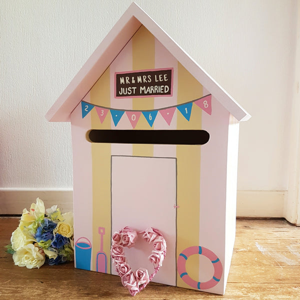 Beach Hut Personalised Wedding Post Box - Lindleywood