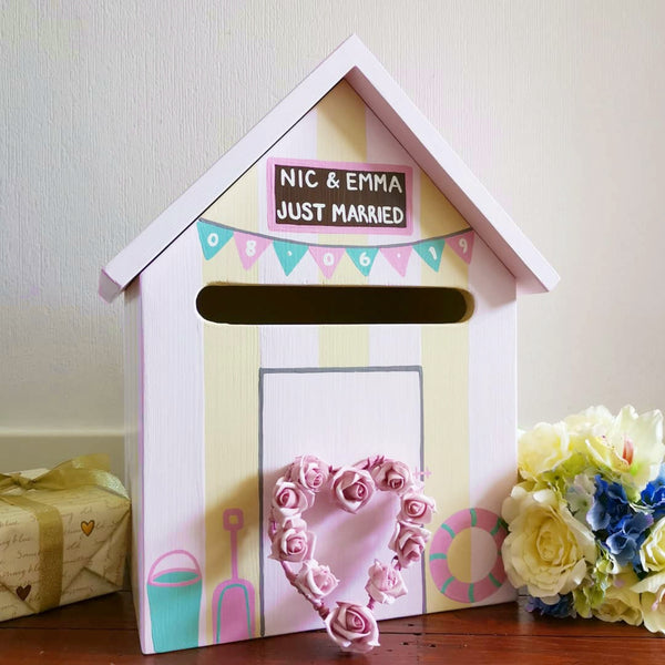 Beach Hut Personalised Wedding Post Box - Lindleywood