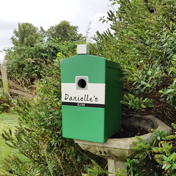 Personalised Gin Bottle Bird Box - Lindleywood