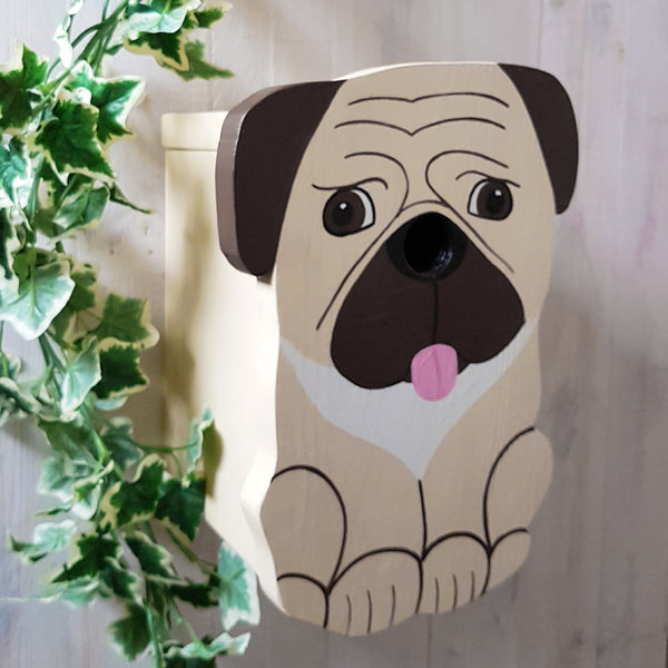 Handcrafted Pug Dog Bird Box - Lindleywood