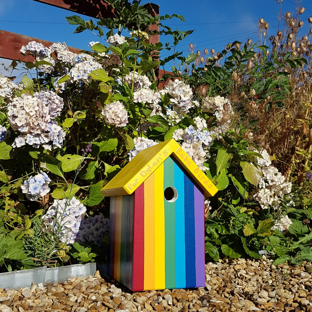 Personalised Rainbow Bird Box - Lindleywood