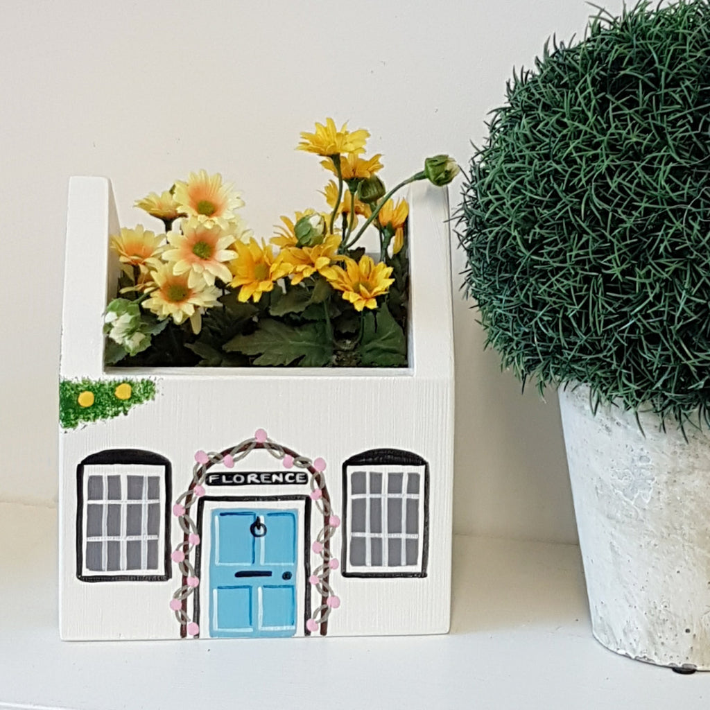 house shaped plant pot Personalised Cottage Mini Planter - Cottage Gift