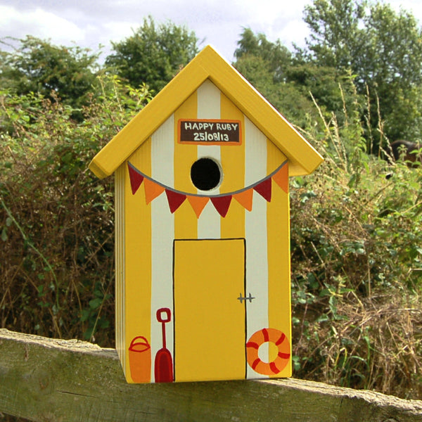 Personalised Beach Hut Bird Box - Lindleywood