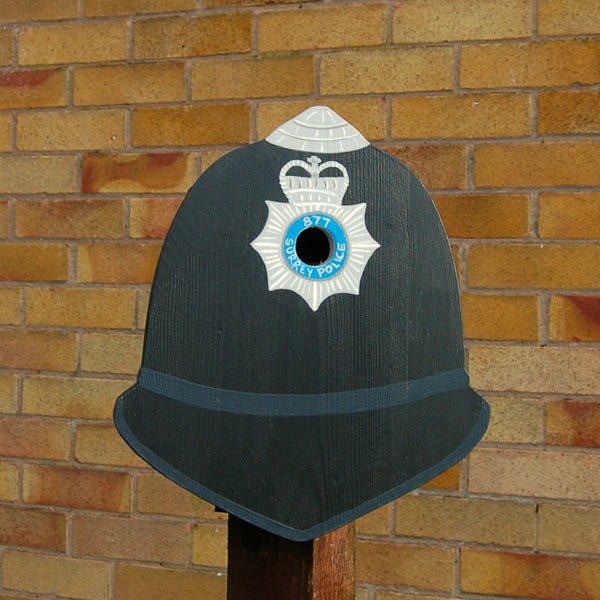 Personalised Police Helmet Bird Box - Lindleywood