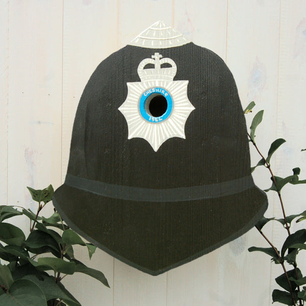 Personalised Police Helmet Bird Box - Lindleywood