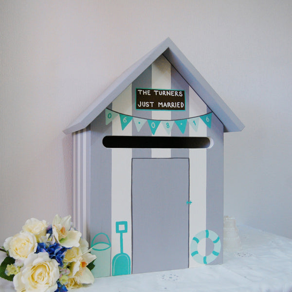 Beach Hut Personalised Wedding Post Box - Lindleywood