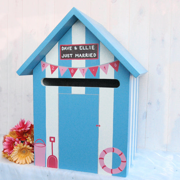 Beach Hut Personalised Wedding Post Box - Lindleywood